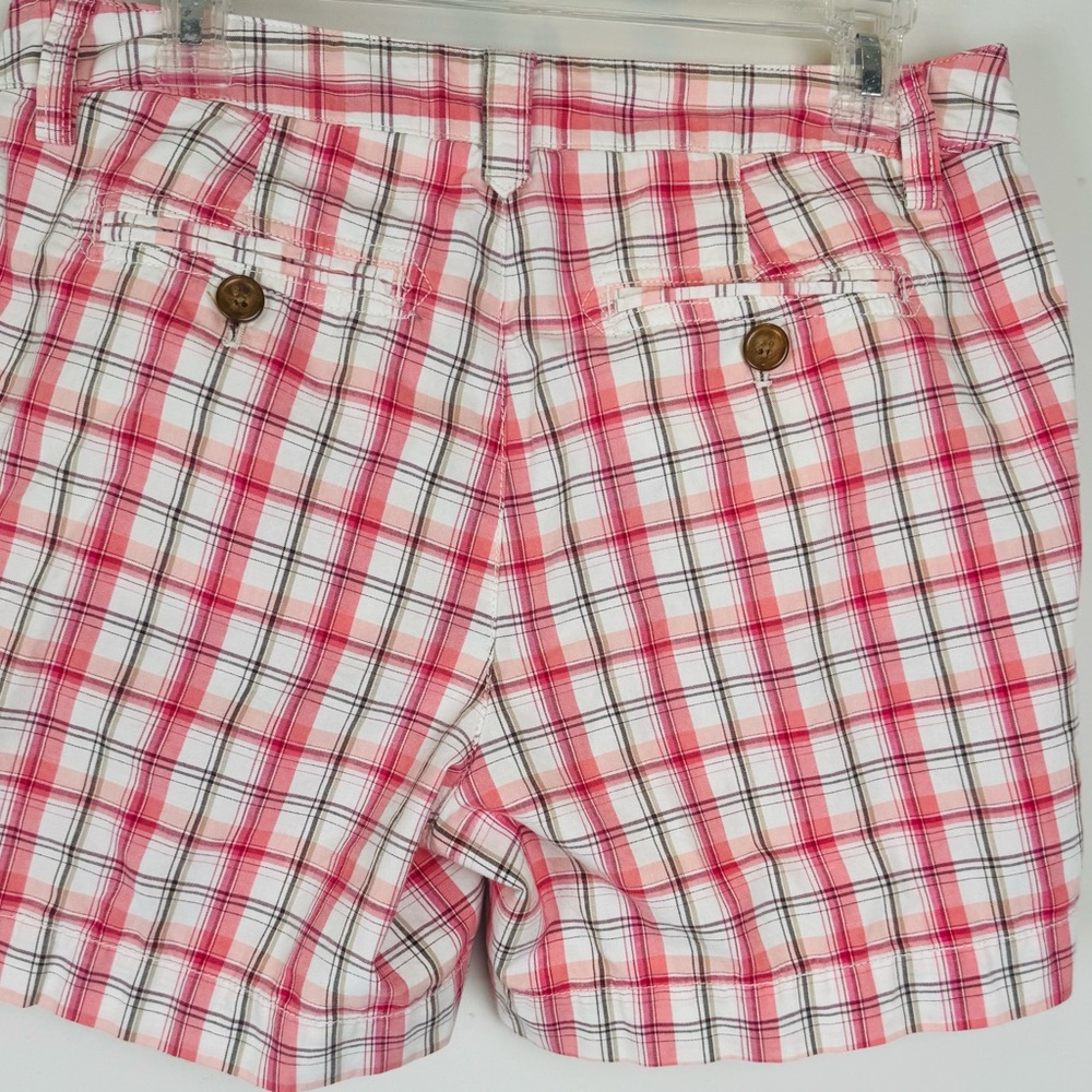 Bass Plaid Bermuda Shorts Pink Cotton Mid Rise Women's 8 - Picture 2 of 4